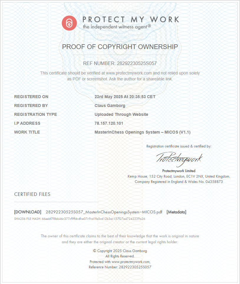 MICOS™ Copyright Protection 5 MICOS Certificate of Copyright Ownership